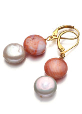 Boucles Lovely 14 K or AA 7-8 mm bouton blanc d'eau douce perle de pour dames