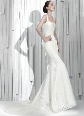 White Fashion Lace Mermaid Trumpet Spaghetti Luxury Wedding Dress