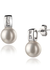 14 K Gold AAA 8-9 mm blanc autour de boucles d'oreilles en perles d'eau douce pour les dames