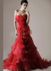 Attrayant rouge Satin détonner Sweetheart Sweep Evening Dress