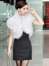 Jackets Fourrure Féminins Poils Arificiels Manches Courtes Blanches