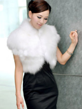 Jackets Fourrure Féminins Poils Arificiels Manches Courtes Blanches