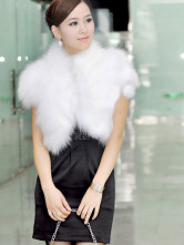 Jackets Fourrure Féminins Poils Arificiels Manches Courtes Blanches
