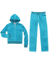 Confortable Blue Velvet manches longues Womens Activewear ensembles