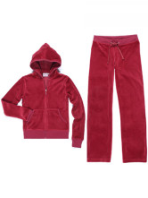 Elegant Burgundy Velvet Long Sleeve Womens Activewear Sets