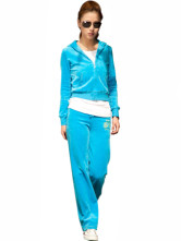 Ensembles de Long de velours bleu ciel manchon Womens Activewear populaire