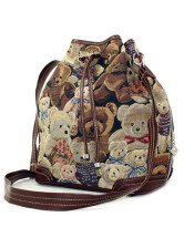 Sac à dos en toile inprimé de ours avec cordon de serrage