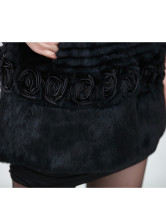 Fourrure Renard Féminine Manches Longues Poils Lapin Noire