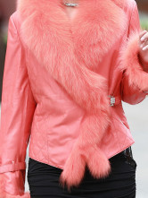 Rose en peau de mouton manches longues Womens Fox fourrure vestes