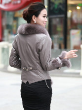 Vestes de fourrure de manches longues Womens Fox en peau de mouton gris