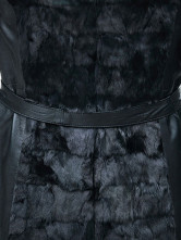 Fourrure Renard Peau de Mouton Courroie Manches Longues Noire