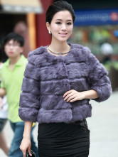 Purple poil de lapin qualité autour du cou manteaux de fourrure Womens