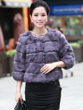 Purple poil de lapin qualité autour du cou manteaux de fourrure Womens