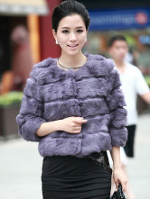 Purple poil de lapin qualité autour du cou manteaux de fourrure Womens