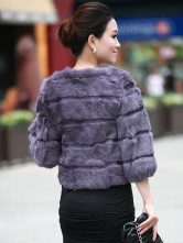 Purple poil de lapin qualité autour du cou manteaux de fourrure Womens