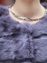 Purple poil de lapin qualité autour du cou manteaux de fourrure Womens