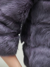 Purple poil de lapin qualité autour du cou manteaux de fourrure Womens