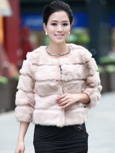 Cheveux roses de lapin qualité autour du cou manteaux de fourrure Womens