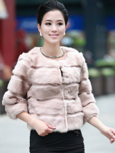 Cheveux roses de lapin qualité autour du cou manteaux de fourrure Womens