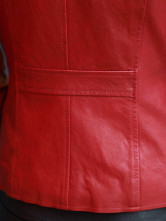 Rouge longues manches Zipper mouton blousons de cuir pour Womens