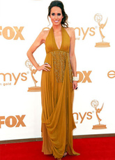 Yellow Louise Roe Halter Floor Length Tulle Emmy Awards Dress