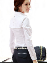 Blouse Chemises pour Féminine Col Débordé 100% Coton Manches Longues Blanches 