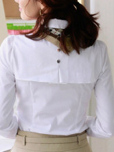 Blouse Chemises pour Féminine Col Débordé 100% Coton Manches Longues Blanches 