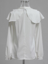 Attrayant en ivoire longues manches mousseline de soie élastique Blouse pour les femmes
