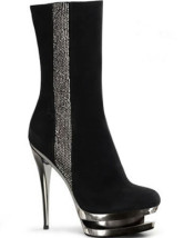 Attractive Black 5 7/10" High Heel 1 7/10" Platform Patent Leather Womens Sexy Boots