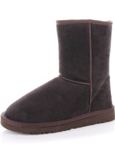 Coffee Cowhide Mid-Calf Women's Snow Boots