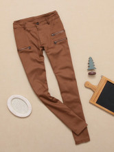 Straight de coton élastique profonde kaki pantalons pour femmes