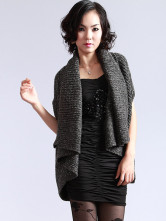 Profundo gris sin mangas murciélago-ala patrón 30% lana 70% Arcylic Womens Cardigan