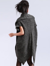 Profundo gris sin mangas murciélago-ala patrón 30% lana 70% Arcylic Womens Cardigan