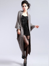 Profundo gris sin mangas murciélago-ala patrón 30% lana 70% Arcylic Womens Cardigan