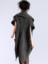Profundo gris sin mangas murciélago-ala patrón 30% lana 70% Arcylic Womens Cardigan