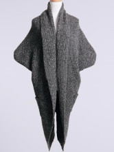 Profundo gris sin mangas murciélago-ala patrón 30% lana 70% Arcylic Womens Cardigan