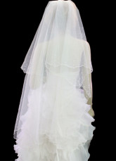 White 3*1.5m Organza Imitated Pearl Bridal Wedding Veils