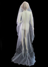 Blanc 3 * 1,5 m Organza imité perle Bridal Wedding voiles