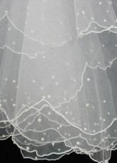 Ivoire 1,5 * 1 m festonnée garniture Organza imité perle Bridal Wedding voiles