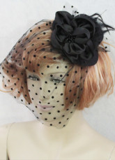 Noir 0,16 * 0,3 m Organza 5,5 cm Hat soie de dentelle Feather Flower Bridal Wedding voiles