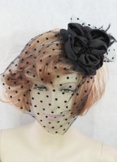 Noir 0,16 * 0,3 m Organza 5,5 cm Hat soie de dentelle Feather Flower Bridal Wedding voiles