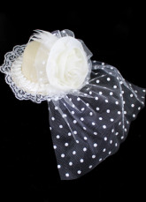 Beige 5,5 cm fleur dentelle chiffon 16 * 30 cm Organza Bridal Wedding chapeaux
