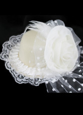 Beige 5,5 cm fleur dentelle chiffon 16 * 30 cm Organza Bridal Wedding chapeaux