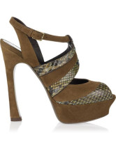 Sandales à talons hauts avec plate-forme en peau de mouton 