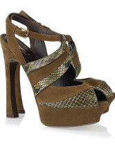 Sandales à talons hauts avec plate-forme en peau de mouton 