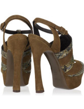 Sandales à talons hauts avec plate-forme en peau de mouton 
