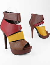 Chaussures multicolores d'orteil aigu à talons hauts avec plate-forme en PU