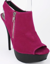 Chaussures fuchsia avec baudier derrière et à bout ouvert de fermeture éclaire plateforme à talon haut pour femme