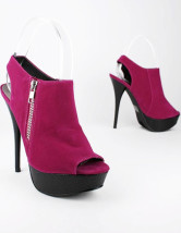 Chaussures fuchsia avec baudier derrière et à bout ouvert de fermeture éclaire plateforme à talon haut pour femme