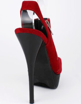 Chaussures rouges avec baudier derrière et à bout ouvert de fermeture éclaire plateforme à talon haut pour femme